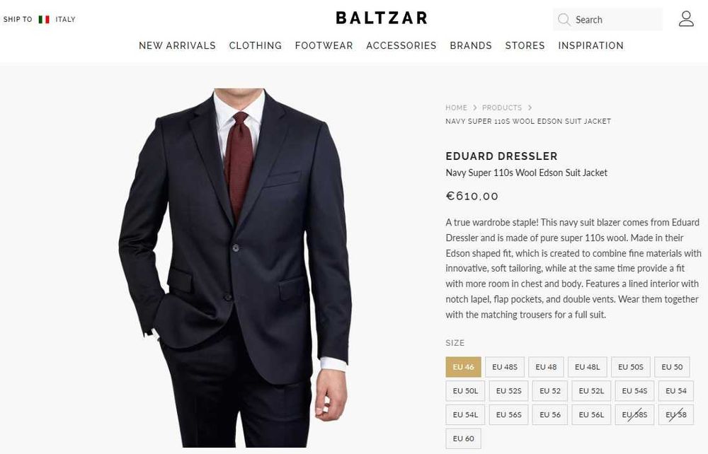 Sacou blazer de lux 44 XL Eduard Dressler lana moale respirabila navy