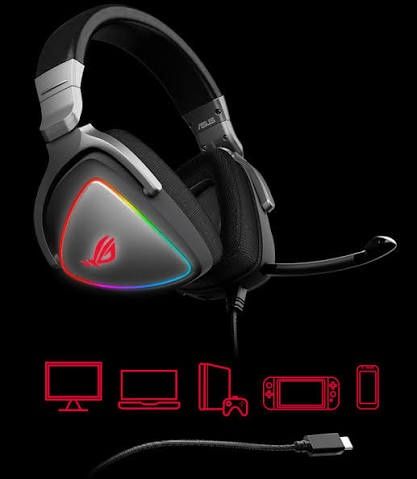 Căști Gaming ASUS ROG Delta RGB – Hi-Res Quad-DAC, USB-C, Stare top