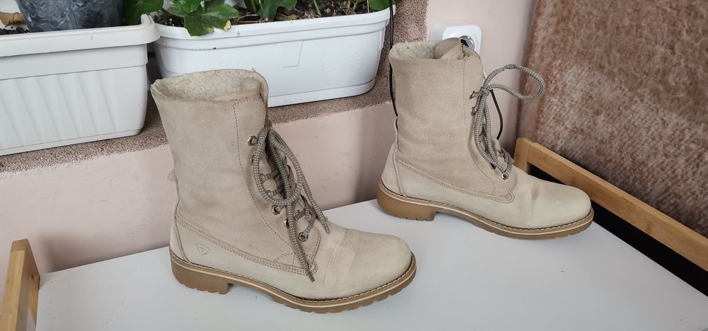 Ботуши Tamaris 39 Естествена кожа и велур