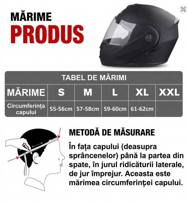 Casca moto / trotineta UChoole rabatabila, Flip-Up, cu vizor dublu, manusi si cagula, marimea L, negru