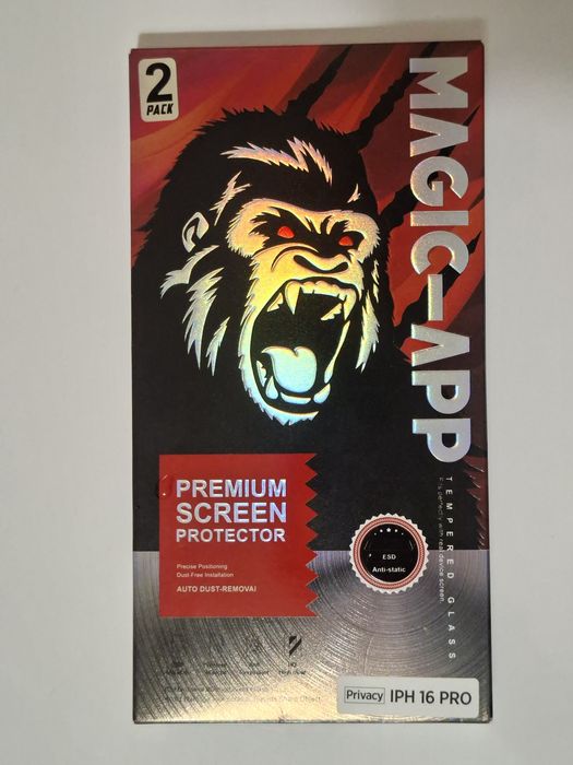 Folie protecție din sticla, pt. iPhone 16 pro cu dispozitiv de montare