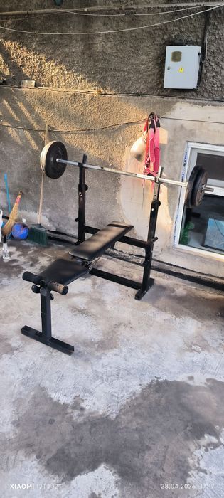 Скамья для жима + штанга блины