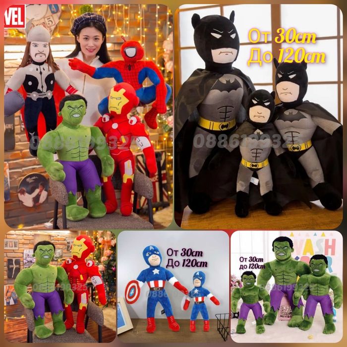 Голяма плюшена играчка Avengers 120см Спайдърмен Батман Хълк Тор и др