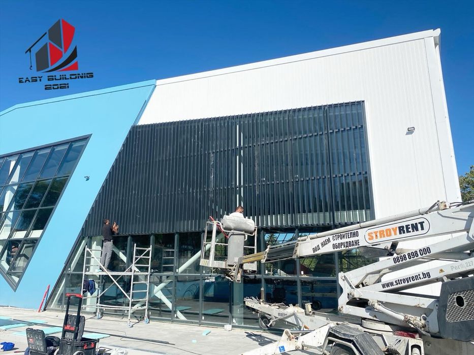 Монтаж на фасади от еталбонд, hpl, керамика