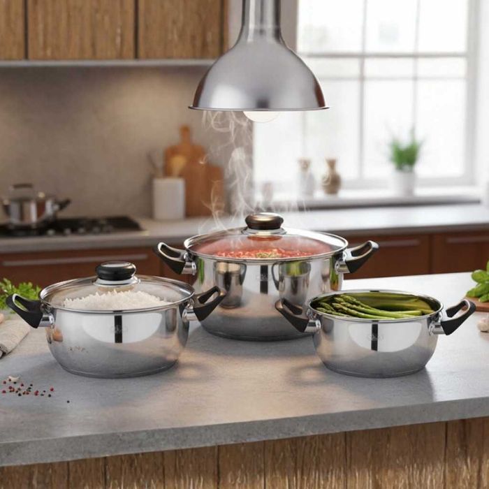 Комплект тенджери MC1855 6 части с капаци и ергономичен дизайн