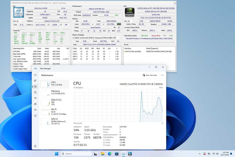 PC Gaming Intel Core i5 8400 GTX 1060 6GB