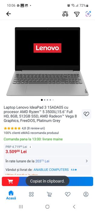 Vând laptop lenovo nou