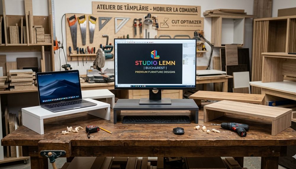 Suport / Înălțător Monitor Premium din PAL 18mm – Ergonomic pentru Birou