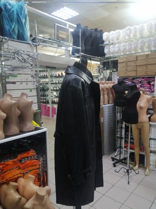 Кожаный плащ мужской