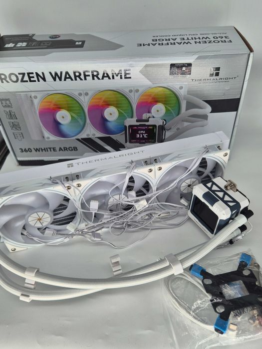 Cooler Lichid Thermalright Frozen Warframe 360 White ARGB, Ecran LCD 2.4 inch, 360mm