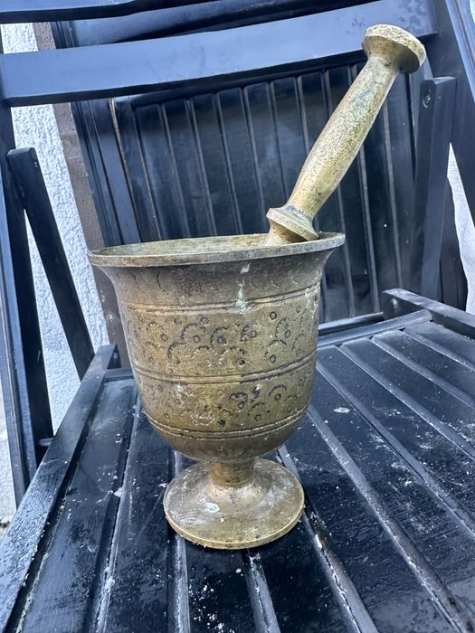 Старинно месингово хаванче с чукало