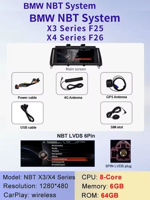 Vand ecran display NBT BMW X3 X4 F25 F26 android carplay NOU