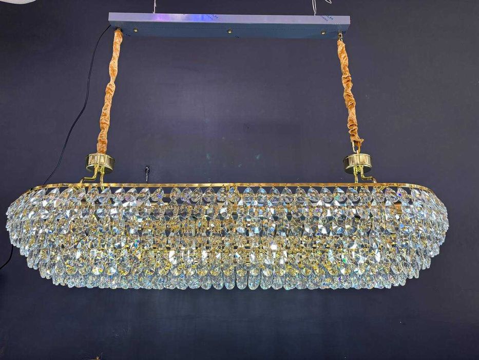 Lyustra kristall,oq va tilla rang,2 xil shaklda zal,ofis uchun qandil.