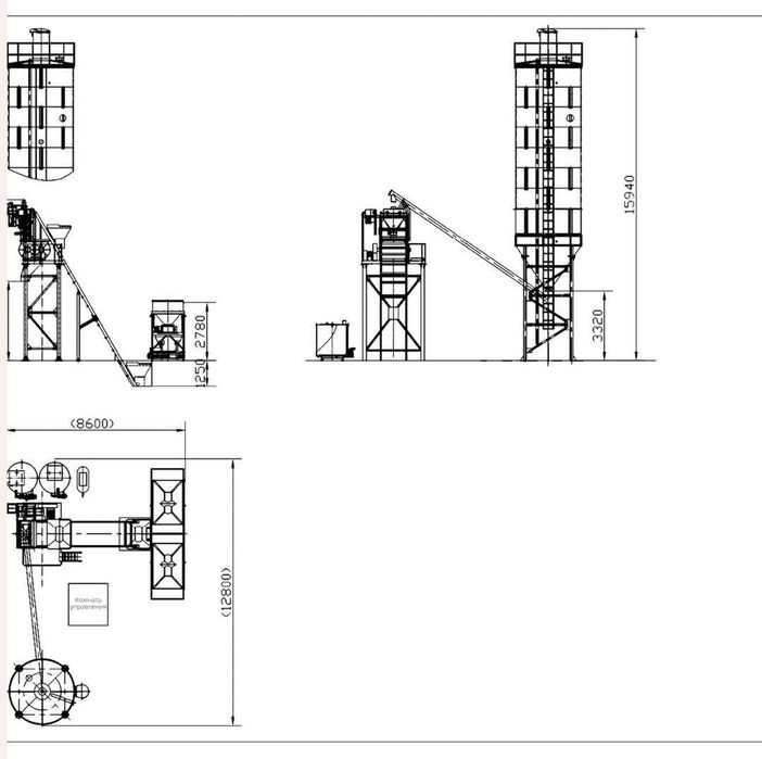 Бетонный завод HZS 90 (1.5 куб ленточный)