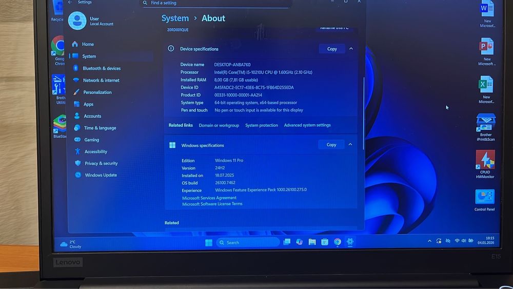 Laptop Lenovo E15