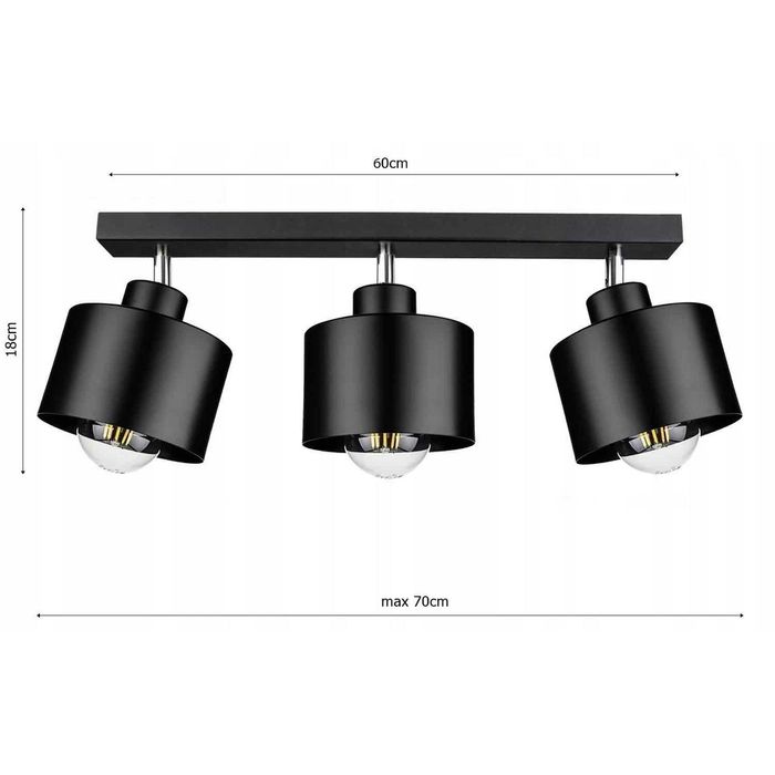 LEDO-322 лампа за таван 3 спота черна - LW023