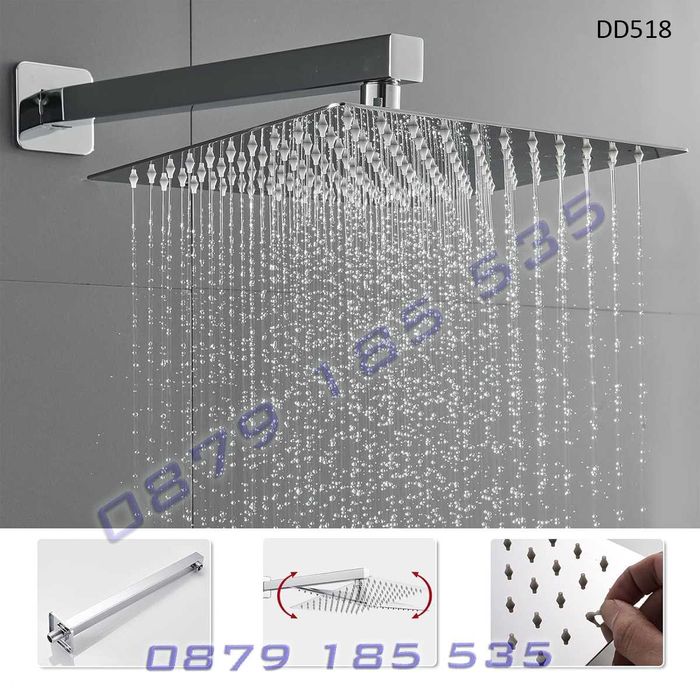 Луксозен душ система вграждане стенен смесител цвят хром слушалка пита