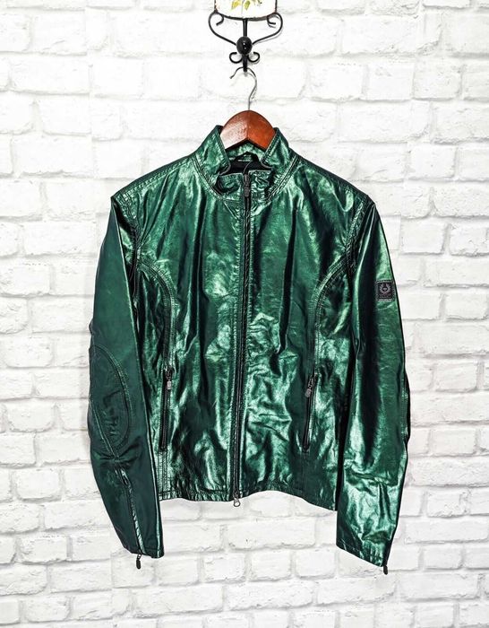 BELSTAFF Оригинално зелено кожено дамско яке размер 44 / М