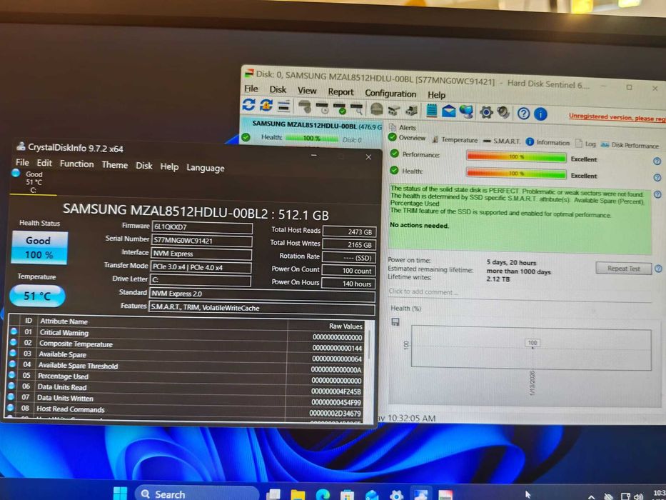 M.2 SAMSUNG 500GB, SSD  NVME 100 % Viata, aproape nou, pana 2Tb scris