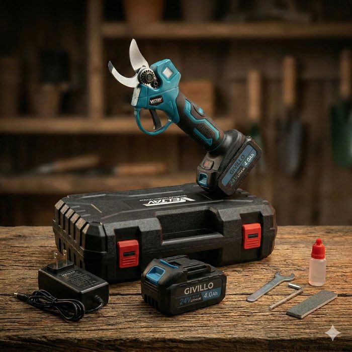 Foarfeca electrica cu prelungitor telescopic 1,2-2,7m, 2 baterii 4AH