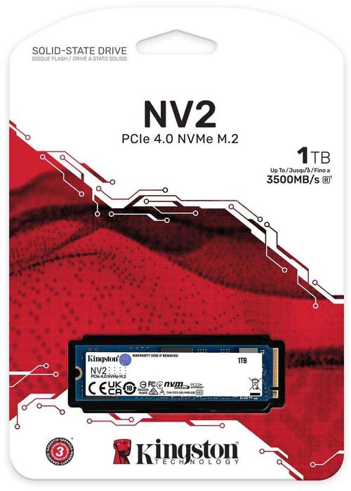 Нов 1 TB SSD Kingston NV2, NVMe, PCIe 4.0, M.2, с 3 години гаранция