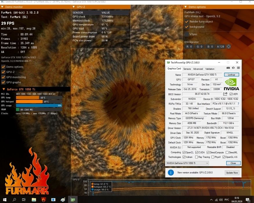 Видеокарта Palit GeForce GTX 1050 Ti 4GB StormX