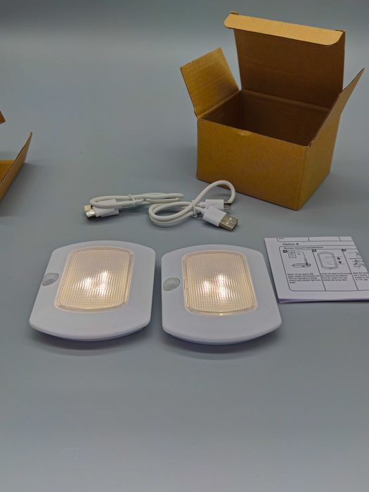 Комплект 2 броя LED нощни лампи с датчик за движение, USB зареждане