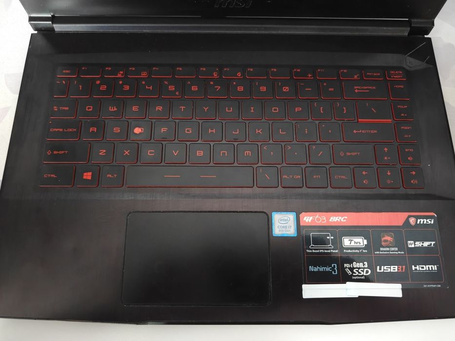 Laptop gaming MSI gf63 8rc, Procesor intel  core i7-8750H, 8 GB DDR4, 1 TB HDD , Geforce GTX 1050