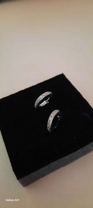 Cercei aur alb 18k