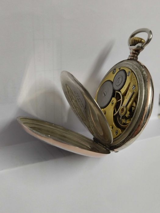 Ω OMEGA джобен часовник, сребро/silver 0,800, Gold Filled, идален, много рядък