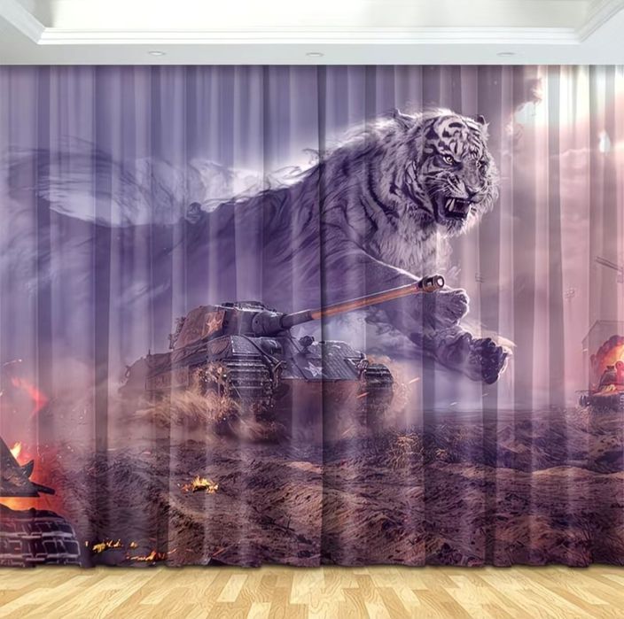 Фото шторы "белый тигр"