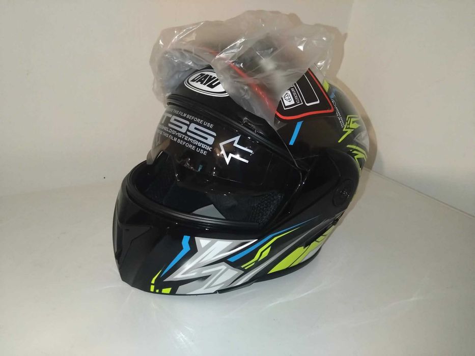 CASCA MOTO Flip up, cu viziera clara+ochelari fumurii integrati, marimea M