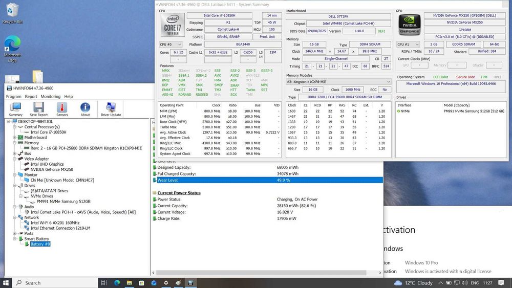 Dell Latitude 5411 FHD IPS I7-10850H/512GB/16GB/NVIDIA 2GB/4G модем