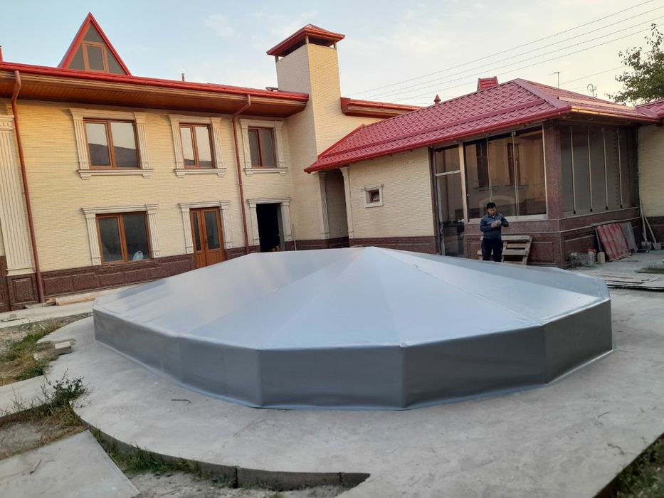 Банер баннер бассен бассейн навес сварка тент установка киламиз оптим