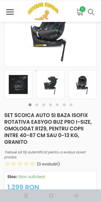 scoica auto si baza isofix rotativa EasyGo Buz Pro i-Size