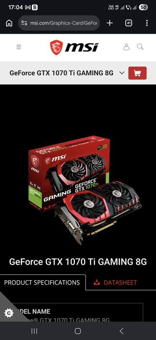 Placa video Gtx 1070TI 8GB Msi Edition