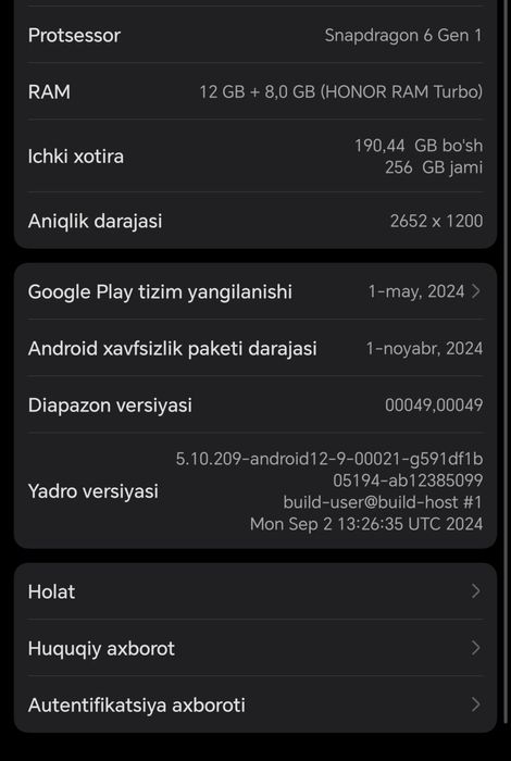 Honor x9b 12 gb +8 gb honor ram turbo