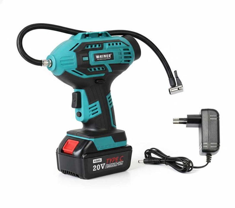 Pachet Compresor auto 20V 10bar WAINER AP20 Acumulator 2Ah+Incarcator