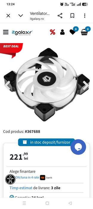 Set 3 Ventilatoare ID-Cooling DF-12025-ARGB Trio, 120mm – Nou / Sigilat
