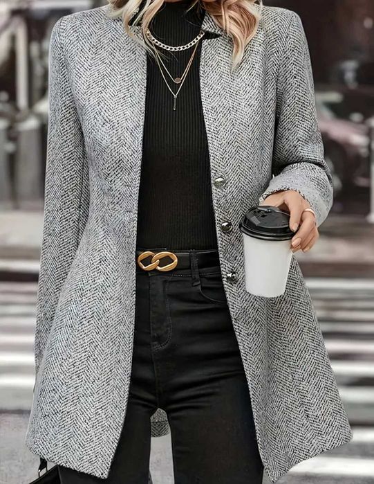 Дамско сиво палто