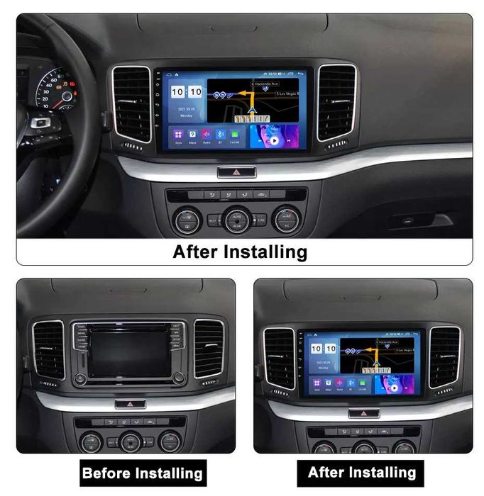 NAVIGATIE Android 14 VW Sharan 2012-2018 Waze YouTube CarPlay + CAMERA