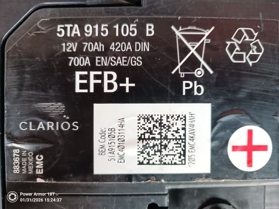 Accesorii și baterie Start Stop 12v, 70amp Clarios Mexic