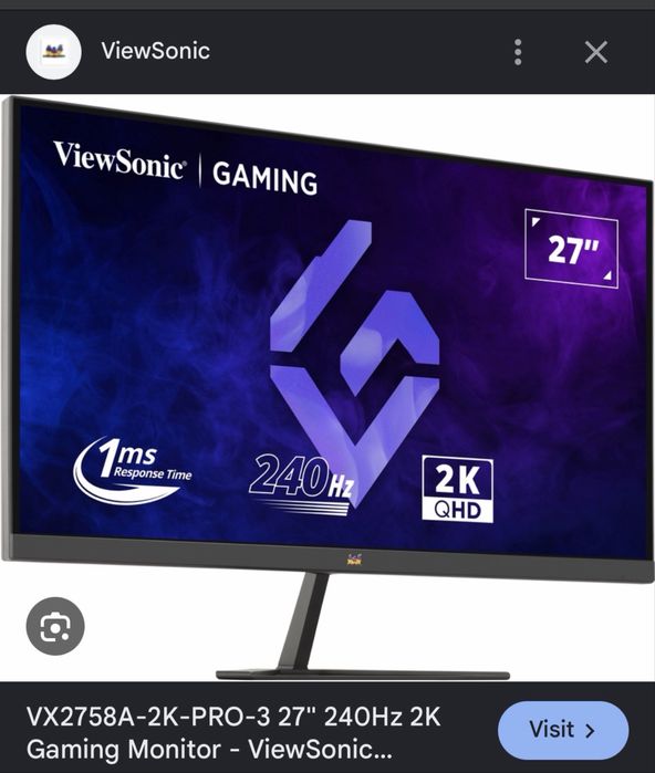 Vand monitor viewsonic 2K, 240Hz, Ips