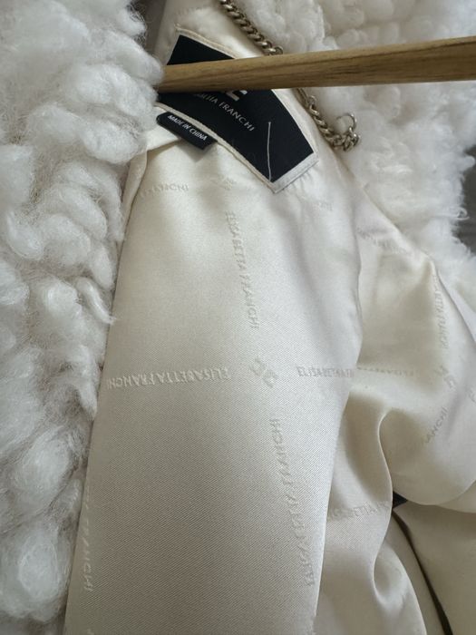 Elisabetta Franchi бяло пухено дълго палто 40 размер