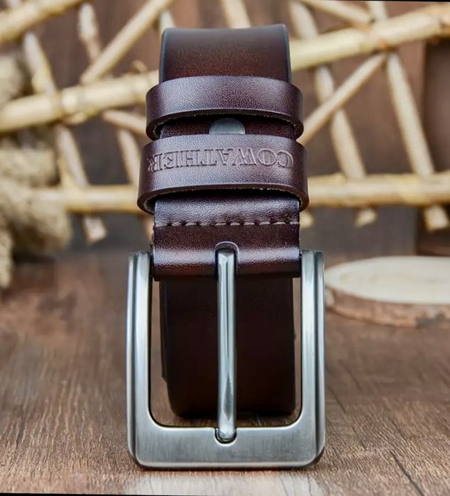 Мъжки, премиум кожен колан COWATHER*/Естест. телешка кожа -10%Промоция