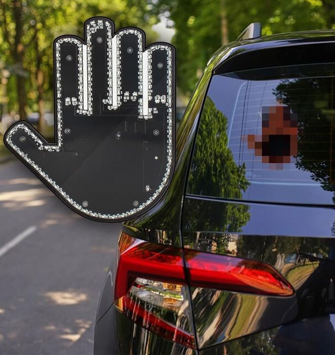 Semn Led Auto Cu Telecomanda,Mana Cu 3 Moduri Salut,Deget Mijlociu