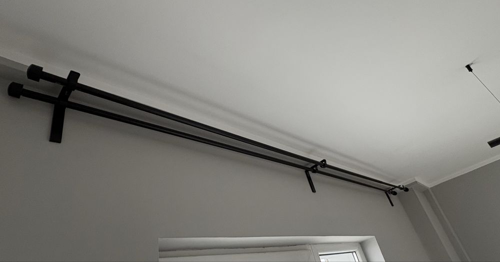 Vand bara dublă perdea IKEA, bagheta negru, 210-385 cm