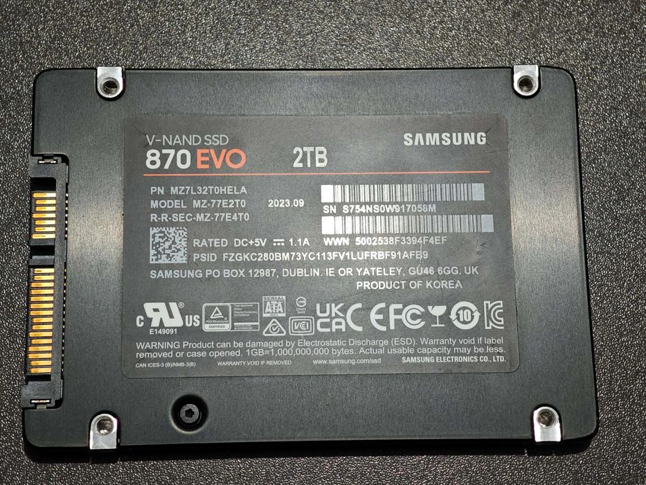 SSD Samsung 870 EVO 2TB – 99% Health – 100% HDD Sentinel – Testat Complet