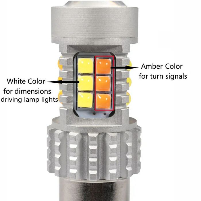 Bec auto cu Doua Nuante Pe LED T20-W21/5W-7443 Semnalizare/Poziții