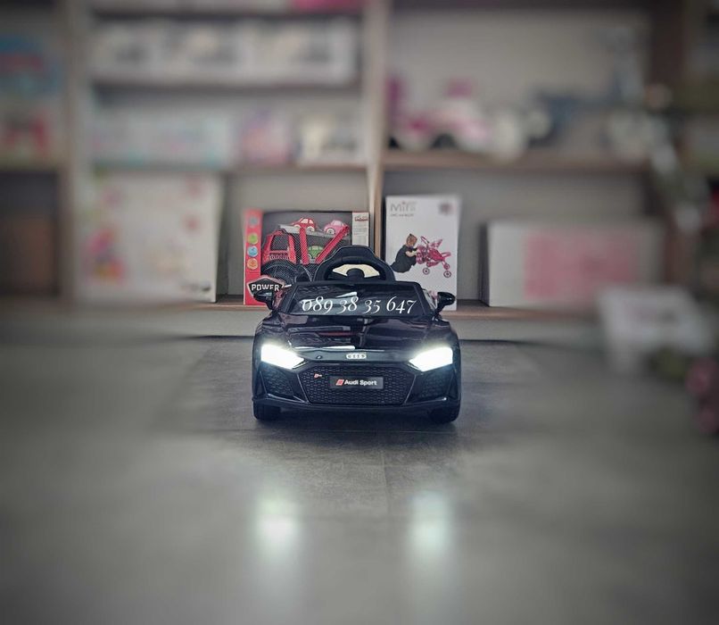 ТОП ЦЕНА!НОВО!Акумулаторна кола Audi R8 BLACK с 12V батерия,меки гуми